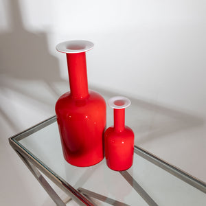 Red glass vases by Otto Brauer Bang for Holmegaard, Sweden 1960s