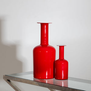 Red glass vases by Otto Brauer Bang for Holmegaard, Sweden 1960s