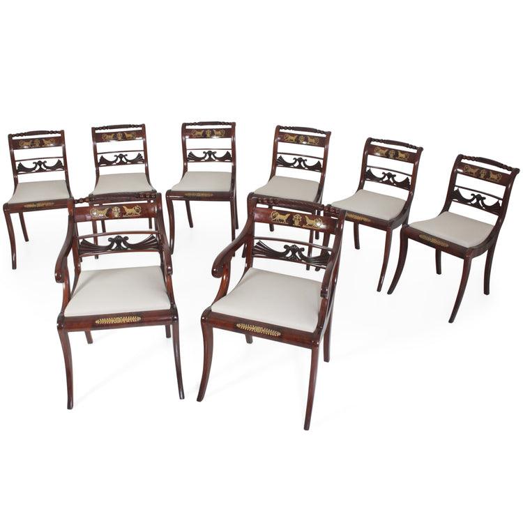 Set of Eight Dining Room Chairs and Armchairs, Northern Germany around 1830 - Ehrl Fine Art & Antiques