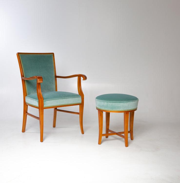 Armchairs and Stool, Mid-20th Century - Ehrl Fine Art & Antiques