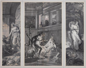 Grisaille Wallpaper from the series "Psyche" by Merry-Joseph Blondel & Louis Lafitte for Dufour Paris, France 19th Century - Ehrl Fine Art & Antiques