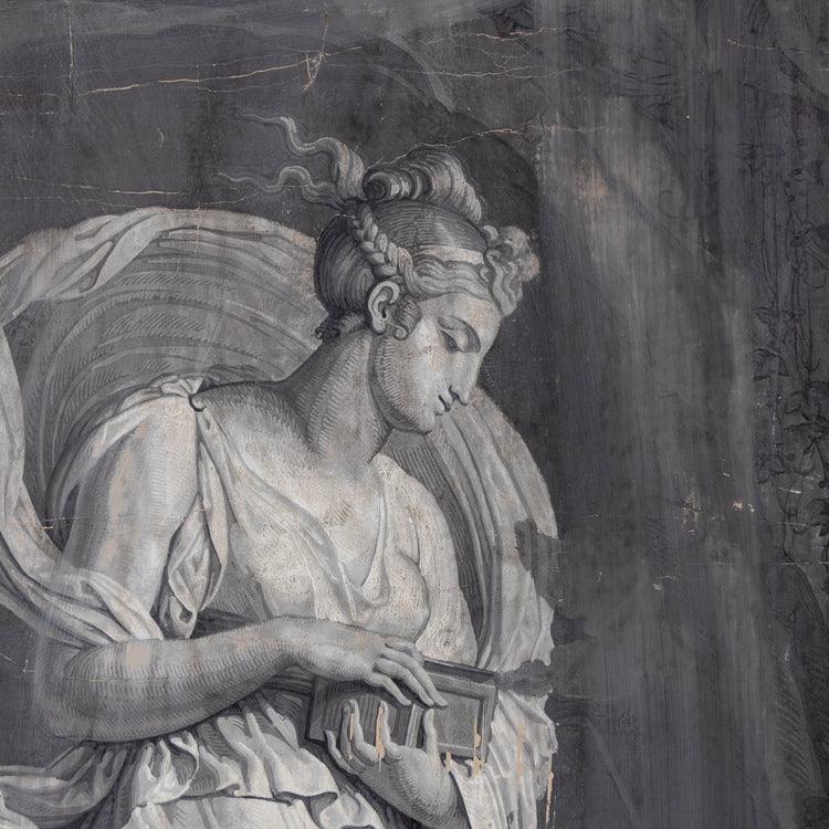 Grisaille Wallpaper from the series "Psyche" by Merry-Joseph Blondel & Louis Lafitte for Dufour Paris, France 19th Century - Ehrl Fine Art & Antiques