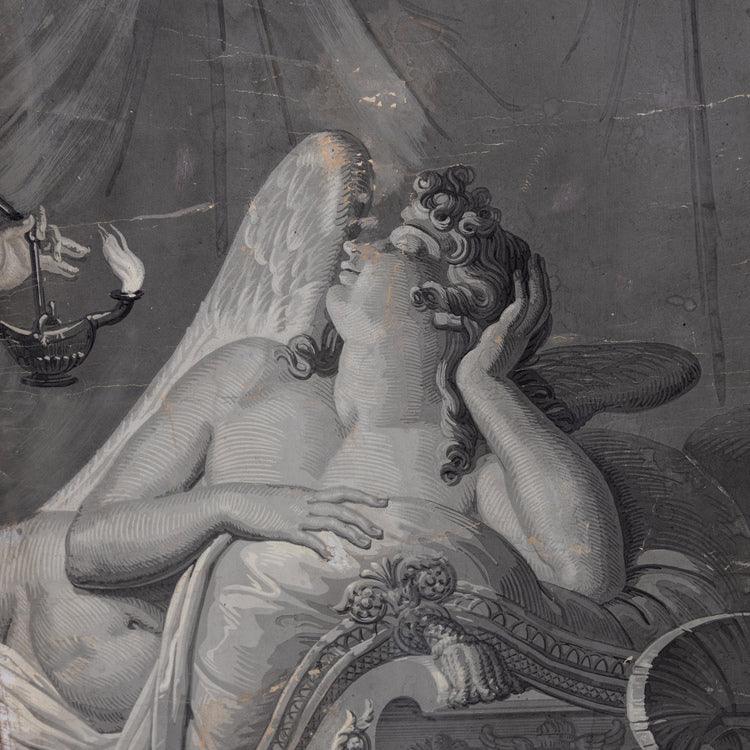 Grisaille Wallpaper from the series "Psyche" by Merry-Joseph Blondel & Louis Lafitte for Dufour Paris, France 19th Century - Ehrl Fine Art & Antiques