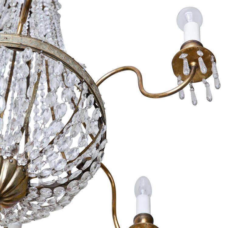 Glass Chandelier with 6 arms, 19th Century - Ehrl Fine Art & Antiques