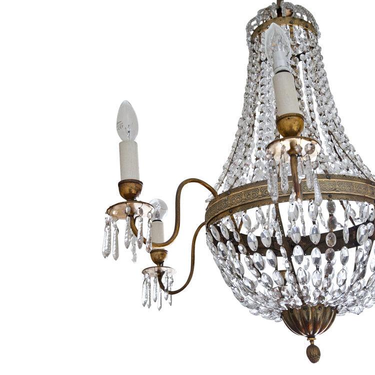 Glass Chandelier with 6 arms, 19th Century - Ehrl Fine Art & Antiques
