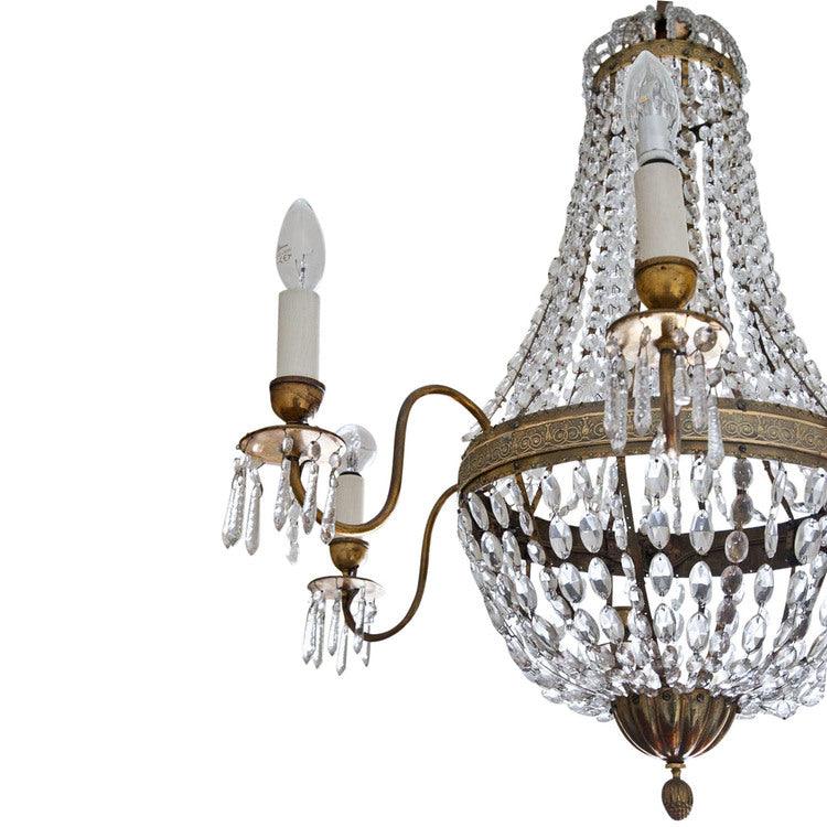 Glass Chandelier with 6 arms, 19th Century - Ehrl Fine Art & Antiques