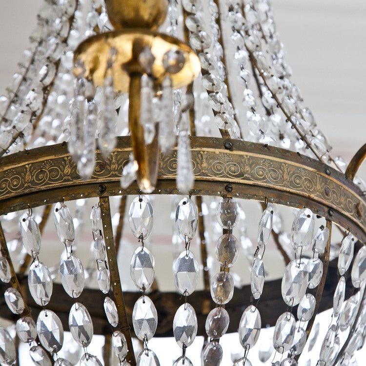 Glass Chandelier with 6 arms, 19th Century - Ehrl Fine Art & Antiques