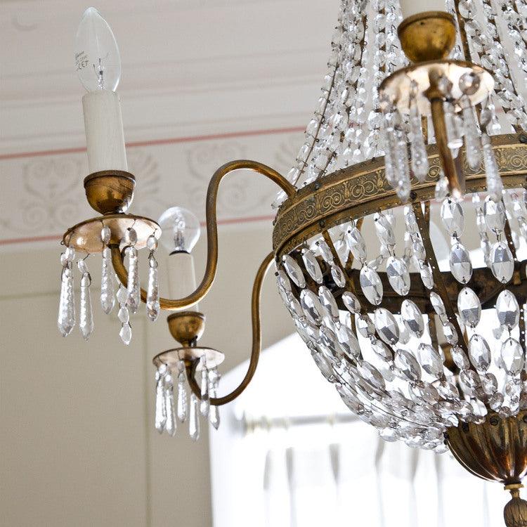 Glass Chandelier with 6 arms, 19th Century - Ehrl Fine Art & Antiques