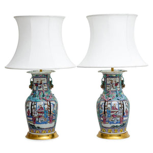 Table lamps with porcelain base, China early 19th century - Ehrl Fine Art & Antiques