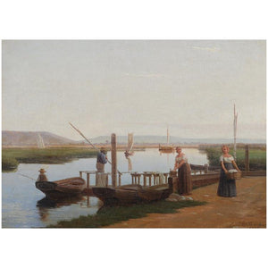 Carl Thomsen (1847-1912), Laundresses on the Riverside, 1872. - Ehrl Fine Art & Antiques