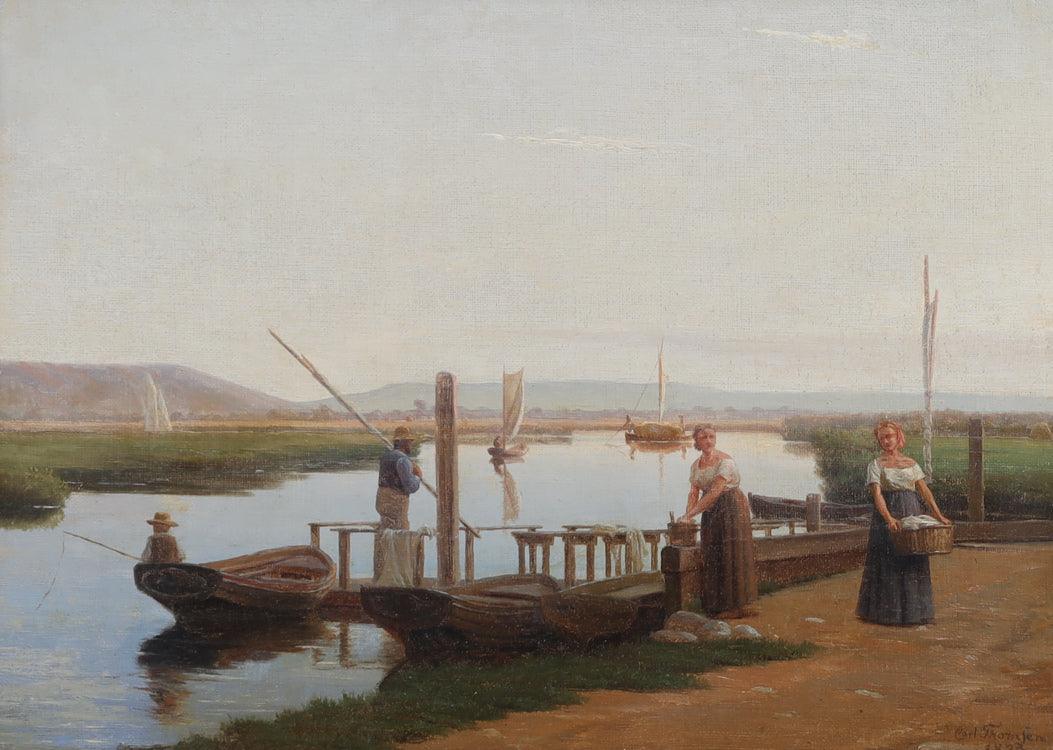 Carl Thomsen (1847-1912), Laundresses on the Riverside, 1872. - Ehrl Fine Art & Antiques