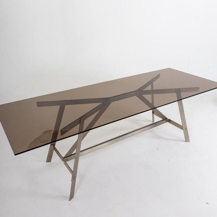 Table with smoked glass top by Formanova, Italy 1970s - Ehrl Fine Art & Antiques