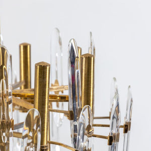 Gaetano Sciolari Brass and Glass Chandelier, Italy 1970s - Ehrl Fine Art & Antiques