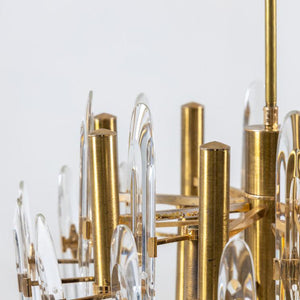 Gaetano Sciolari Brass and Glass Chandelier, Italy 1970s - Ehrl Fine Art & Antiques