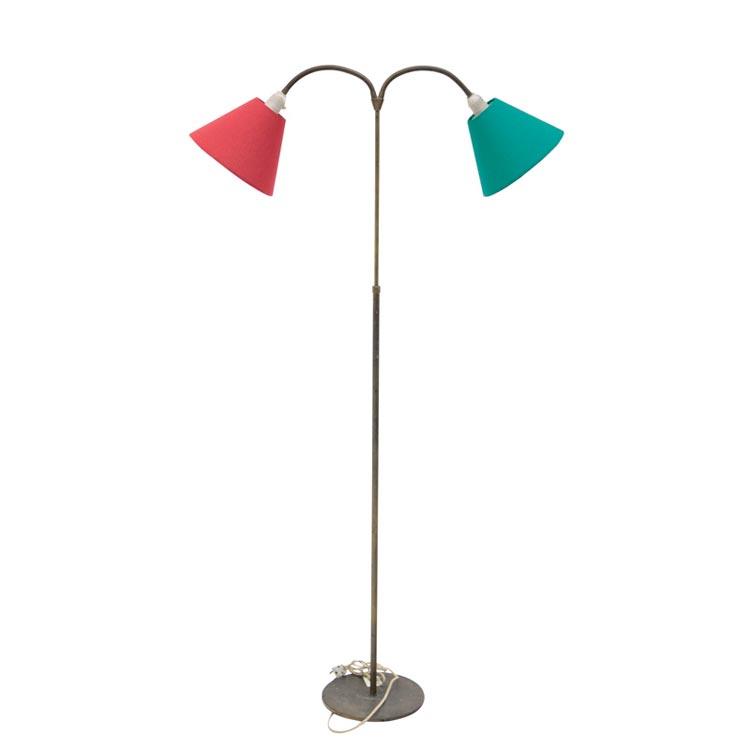Floor Lamp with coloured lamp shades, Mid-20th Century - Ehrl Fine Art & Antiques
